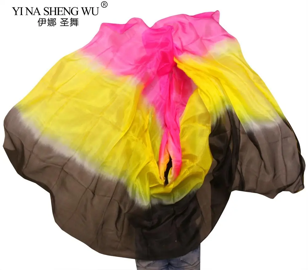 Lenço de seda para dança do ventre, véu adereços para dança do ventre, feminino, leve, lançado à mão, cor gradiente, acessório de performance de dança de seda