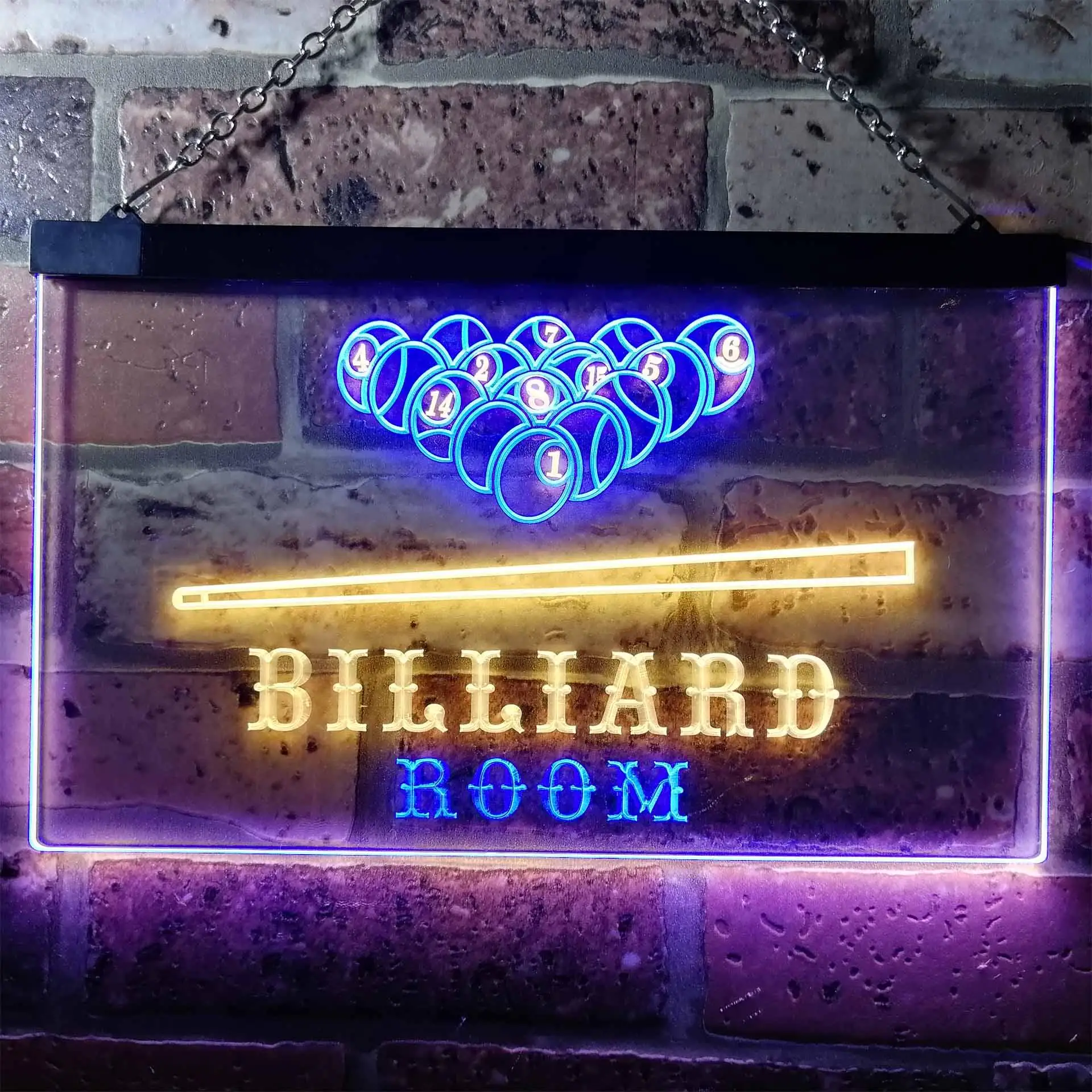

Billiard Room. with Snooker and Pool Table Dual Color Led Neon Sign st6-s0082