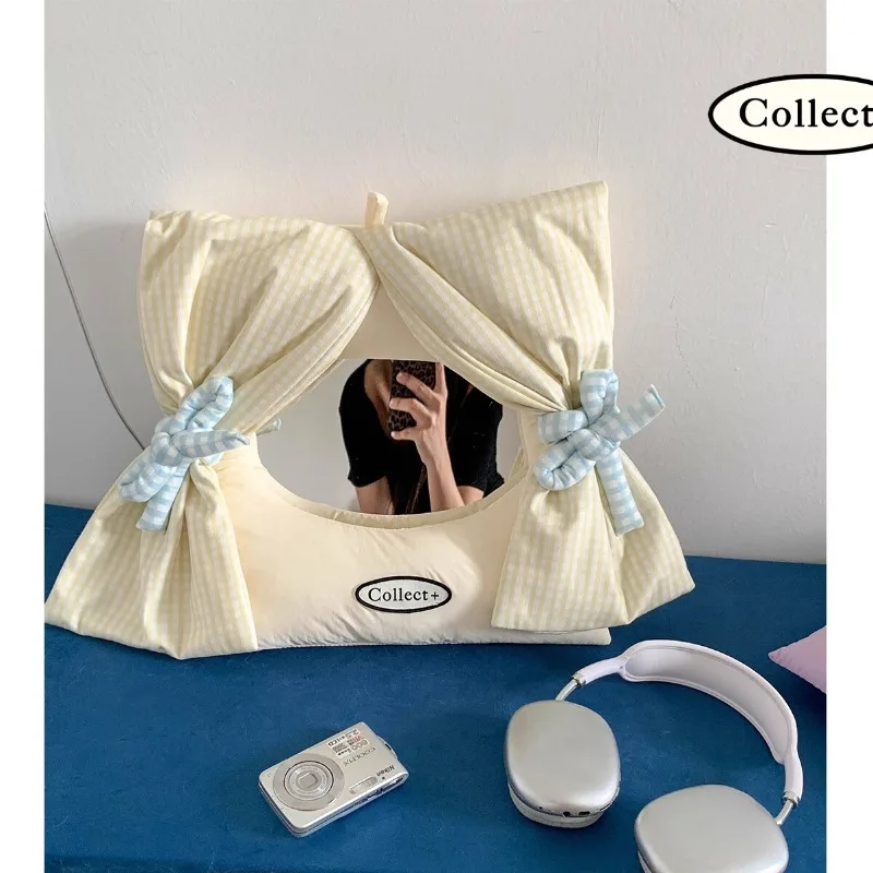 Art Mirror Fabric Pillow Decorative Mirror Living Room Bedroom Decoration Makeup Desk Decorative Mirror Instagram Birthday Gift