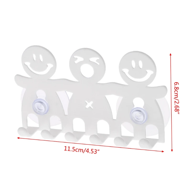 Smiling Face Cartoon Wall Sucker Toothbrush Rack Holder Plastic Home Bathroom Organizer Tool