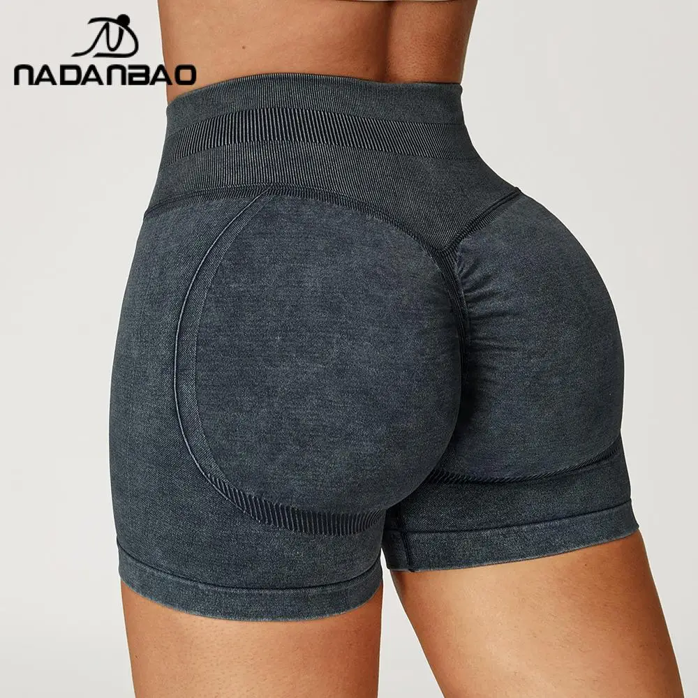 

Nadanbao бесшовные шорты для йоги с песком, тонкие женские брюки с высокой талией, повседневные шорты с резьбой, спортивная одежда для бега, фитнеса