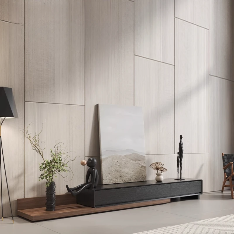 

Wooden Floor TV Cabinet Modern Simple Living Room Home Rock Slab Floor Cabinet Telescopic Light Luxury Muebles Para Tv Furniture