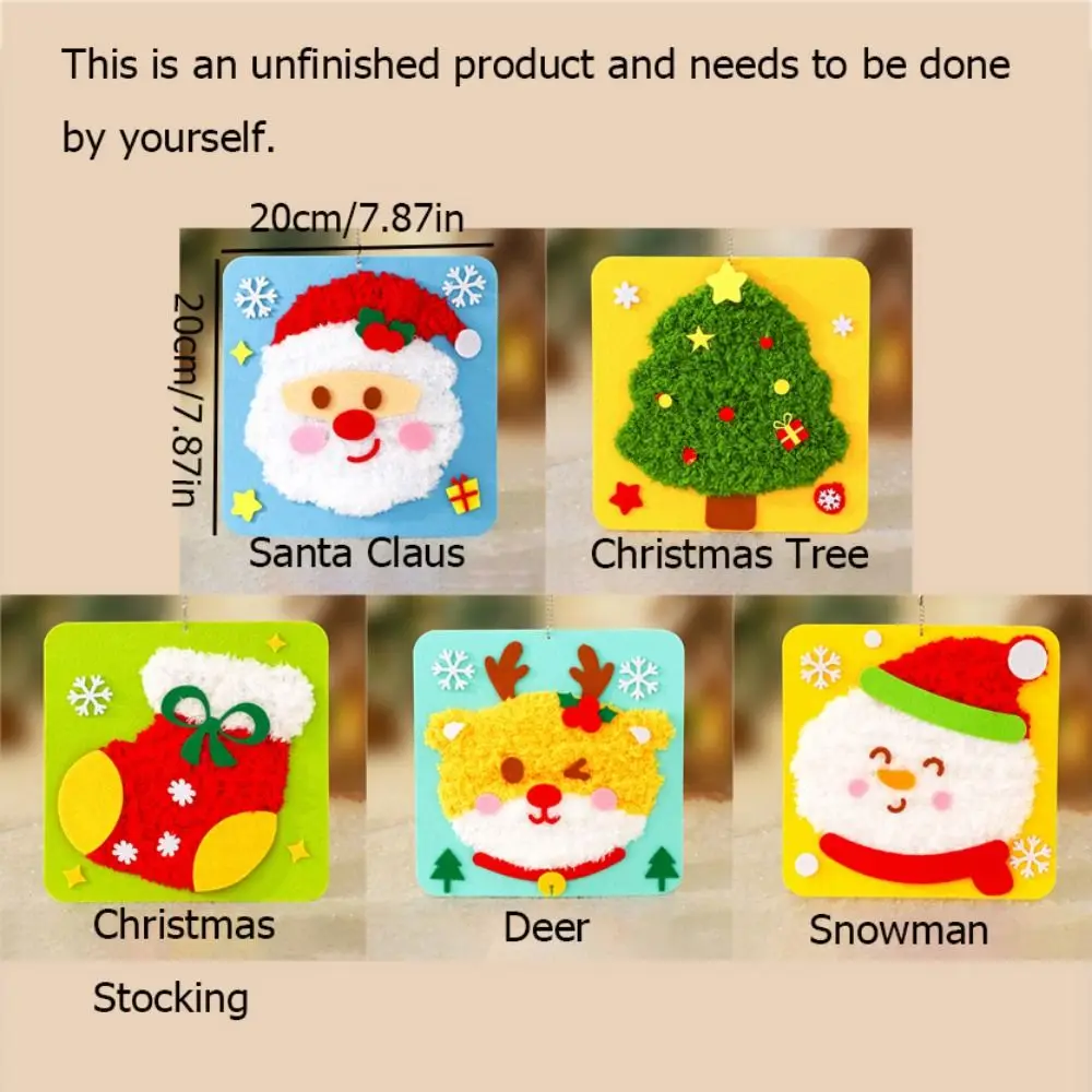 Cartoon Christmas Punch Needle Set Snowman Santa Claus Christmas Thread Drawing Christmas Stocking Embroidery