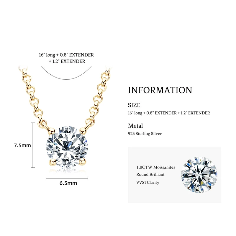 Lnngy 1CT 2CT 3CT zertifizierte Moissanit-Anhänger-Halskette für Damen, S925-Sterlingsilber, Solitär-Tropfen-Halsketten, Schmuck, Geschenk – Detail 3