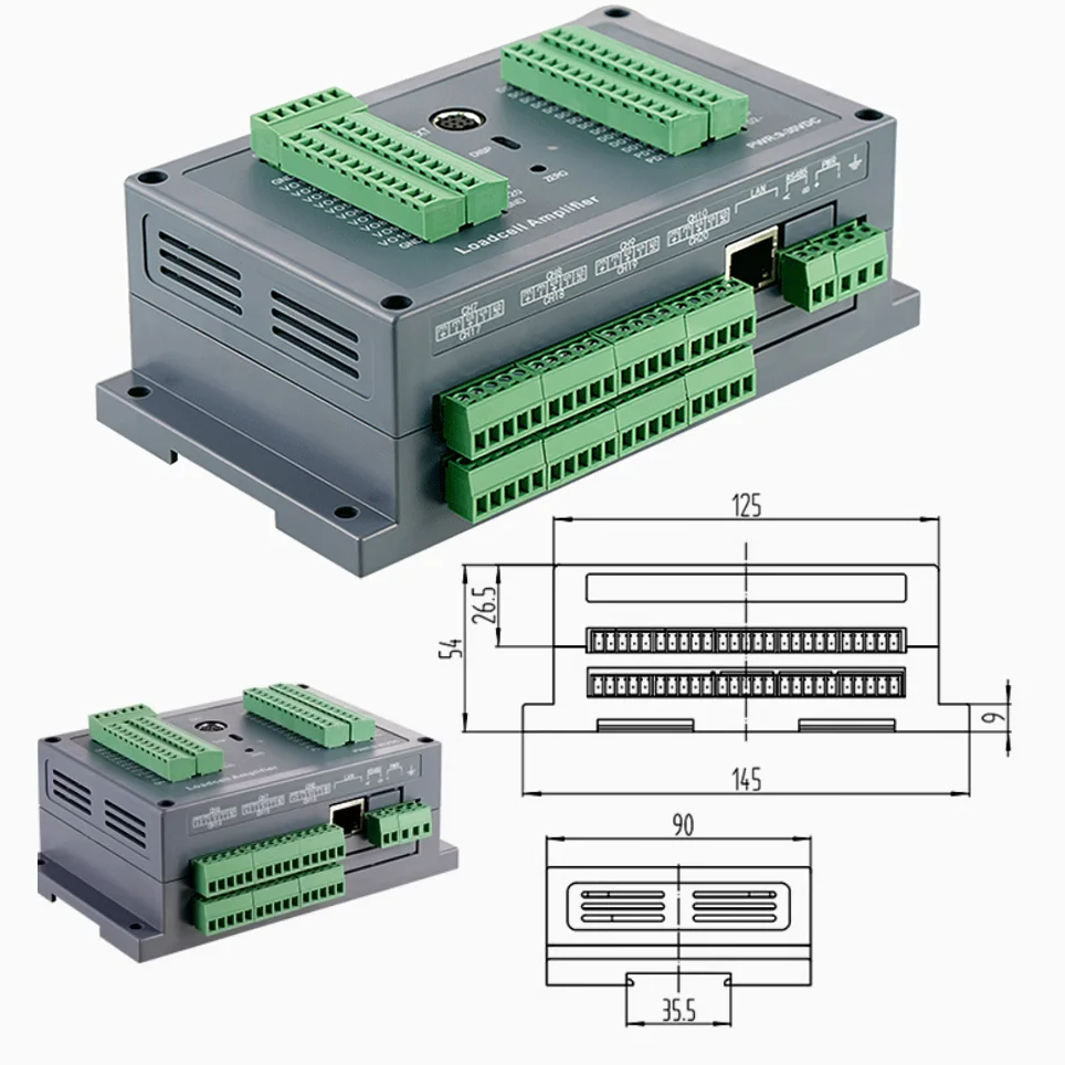 

16-Channel Digital Transmitter Modbus-TCP/EtherCAT/RS232/Ethernet Pressure Digital Signal Transmitter Force Sensor Amplifier