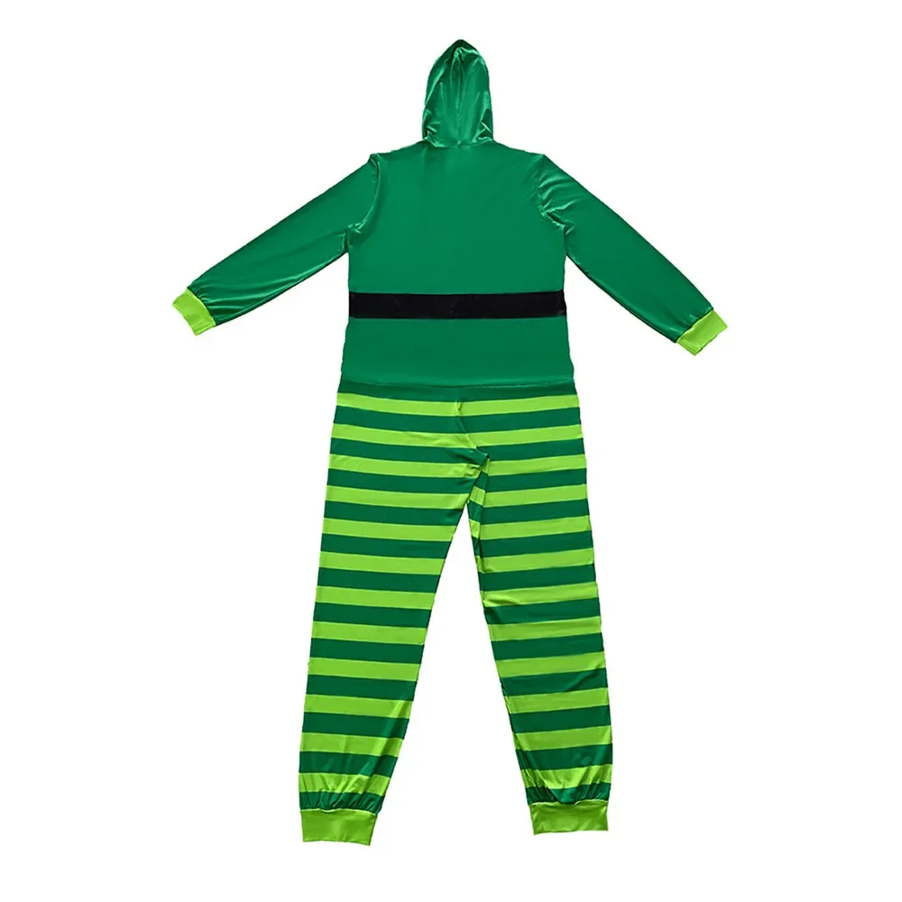 Costume de la Saint-kkpour adulte, carnaval d'Halloween, fête du lutin irlandais, ensemble vert, combinaison, hommes, femmes, couple, robe de paupières