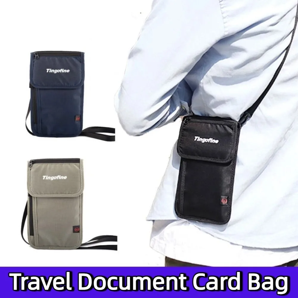 

Anti-Theft Travel Document Card Bag Waterproof Nylon Travel Neck Wallet Zipper Multi-Function Waterproof RFID Storage Bag