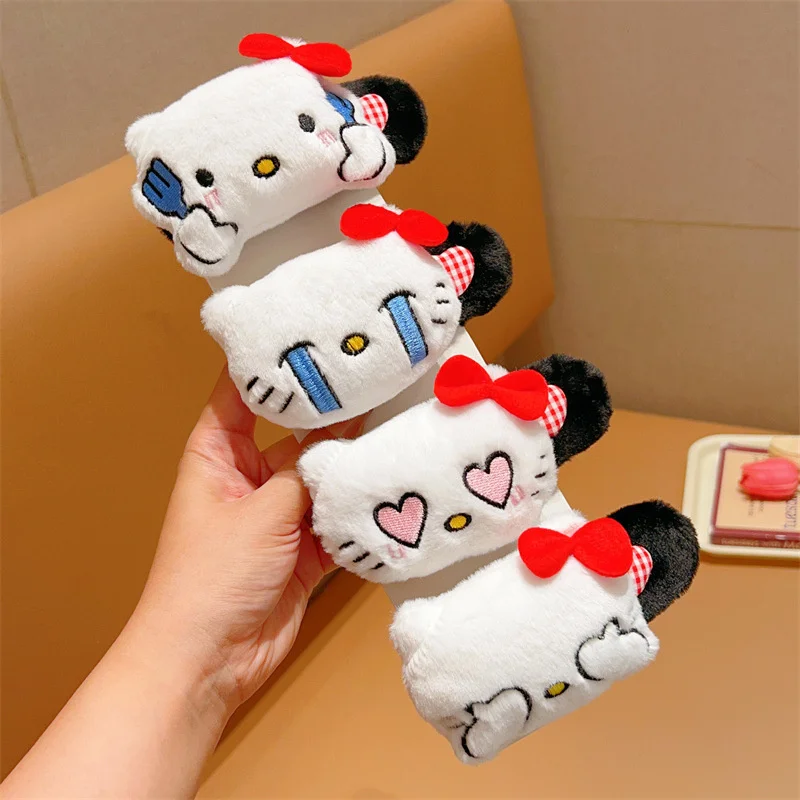 Hello Kitty Plush Big Hair Clip Sanrio KT Cat Eoticon Soft Filled Doll Hairpin Hair Barrettes Kawaii Headwear Hair Accessories
