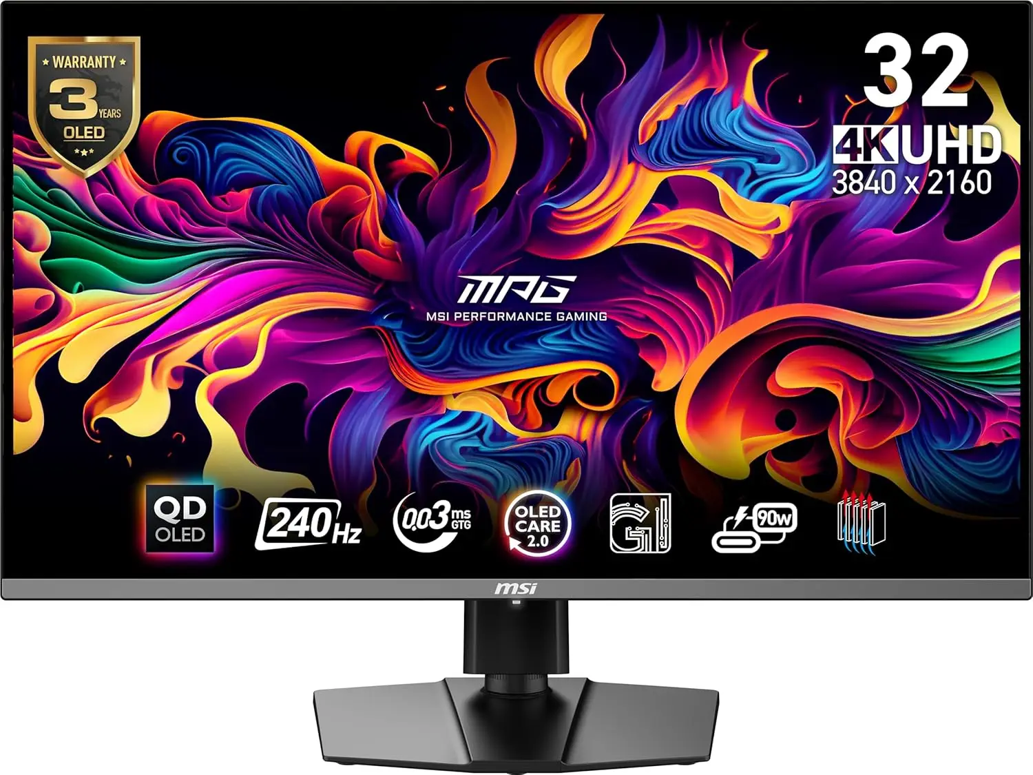 

32-дюймовый игровой монитор 4K UHD Quantum Dot OLED, 3840 x 2160, 0.03 мс, 240 Гц, True Black HDR 400, 90 Вт USB Type-C, HDMI, порт DP