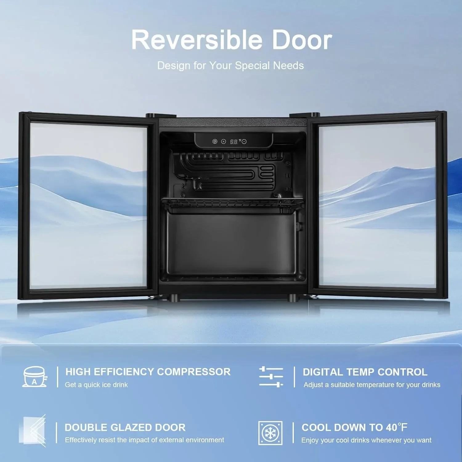 1.3 قدم مكعب. ثلاجة صغيرة بباب زجاجي، أرفف قابلة للتعديل لمركز المشروبات قائمة بذاتها تناسب 12 زجاجة أو 48 علبة لمكتب البار المنزلي #3