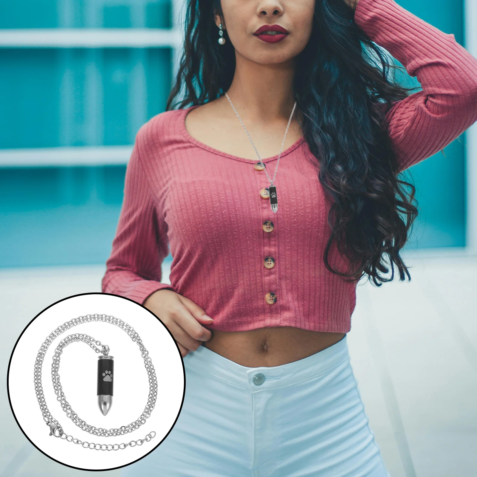 

Pet Ashes Urn Necklace Dog Paw Print Memorial Pendant Cremation Jewelry Keepsake Necklace for Women Men Pet Urns for Dogs Ashes