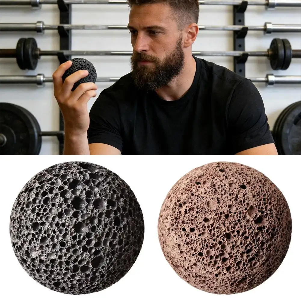 Natürlicher Lavastein Handgriffball | 5cm Poröse Textur | Griffkrafttraining & Hornhautstärkung für Kletterer und Gewichtheber – Detail 6