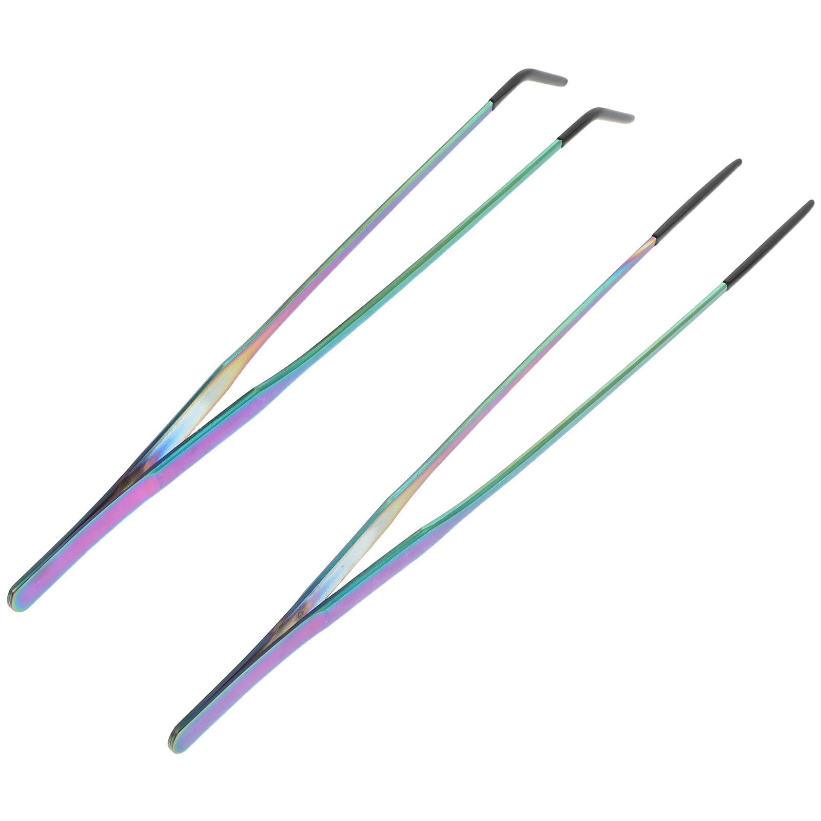 

2pcs Pet Feeding Tools Stainless Steel Tweezers Straight Curved Gecko Reptile Tongs Aquarium Supplies Crawling Food Clip Lizard