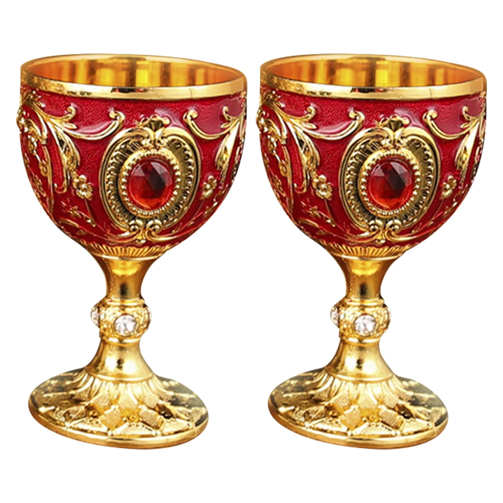 

2pcs Retro Liquor Cup 30ml European Style Whiskey Glass Golden Creative Home Office Portable Anti-break Glass