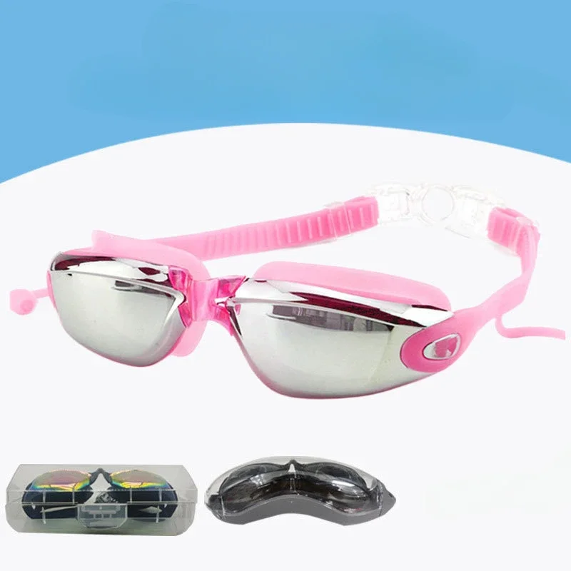 Gafas de natación antivaho galvanoplastia, gafas de natación impermeables de silicona para adultos, hombres, mujeres, jóvenes, piscina