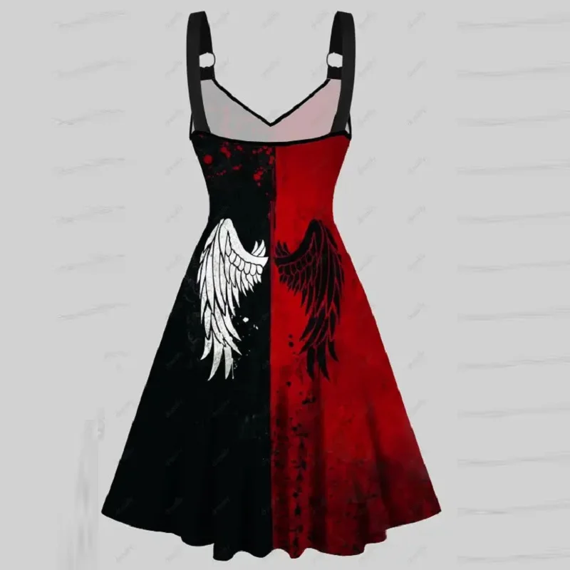 Kobiety Plus rozmiar fajny jednolity bandaż nieregularny brzeg bez rękawów Camisole Mini sukienka gotycka sukienka w stylu punk bez rękawów na ramiączkach