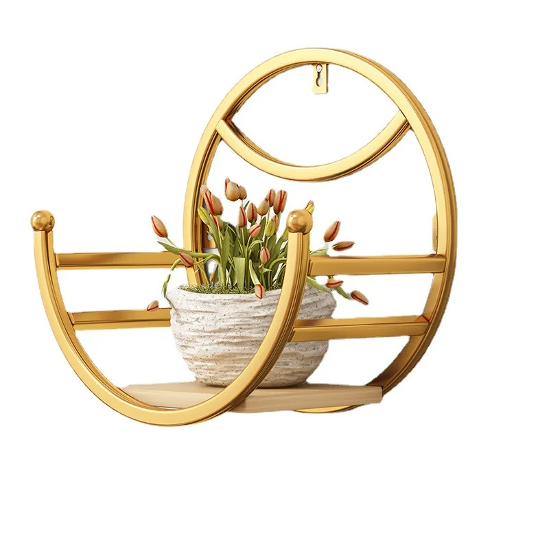 

Wall hanging flower stand on the wall, wrought iron on the balcony of the living room, no punching green dill succulent flower