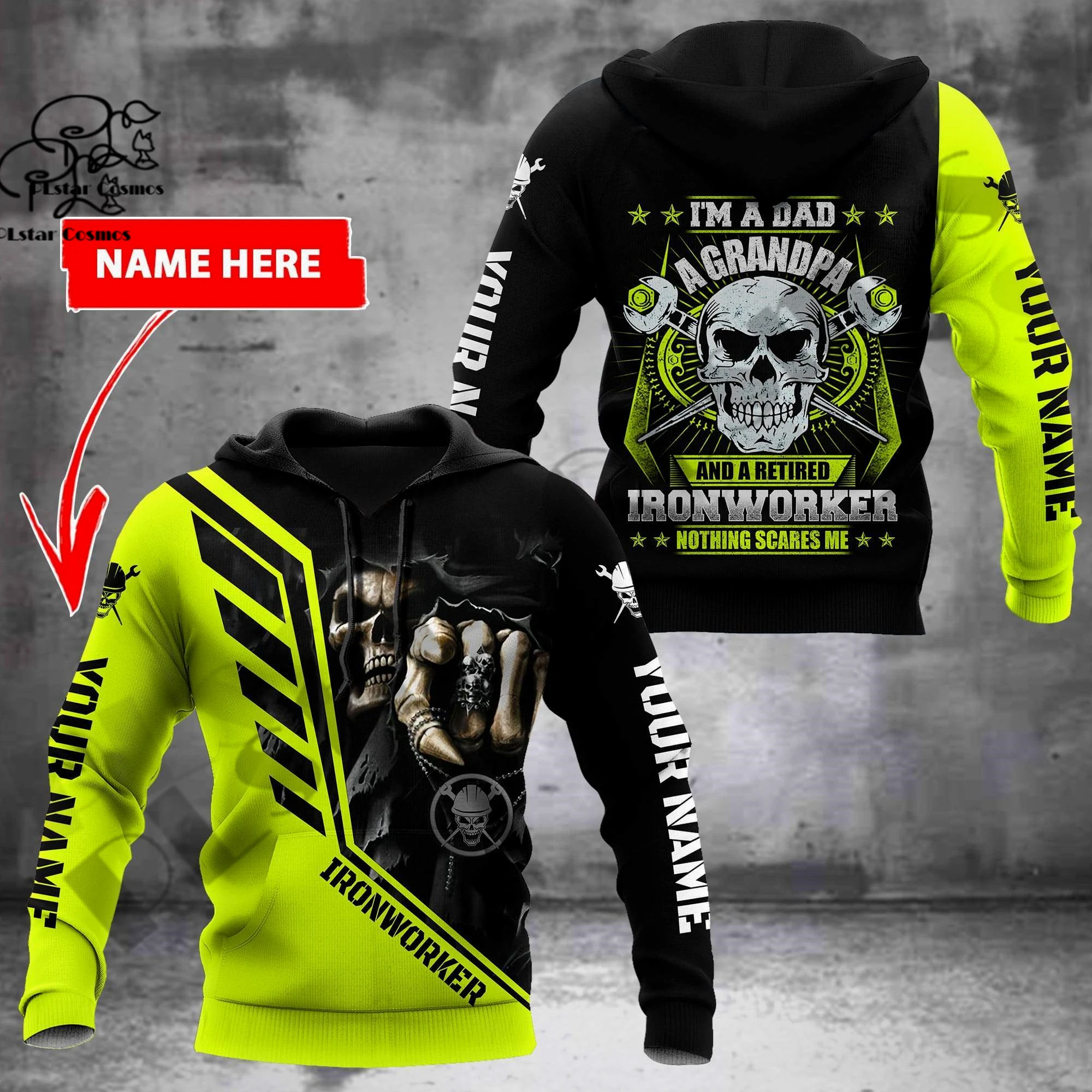 

PLstar Cosmos 3D Printed Newest Ironworker Custom name Unique Hrajuku Streetwear Funny Unisex Casual Hoodies Zip Sweatshirt tops