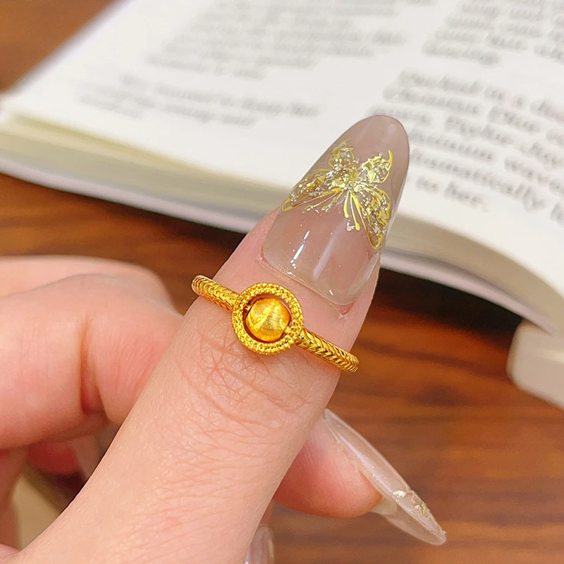 Anillo giratorio con cuentas de ojo de gato de Color 14 K a la moda para mujer, anillos abiertos de la suerte para fiesta de novia, regalos de joyería fina de compromiso de boda