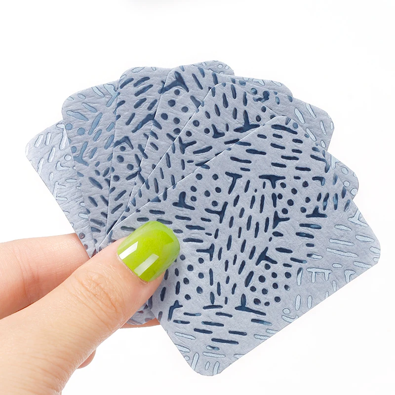 180 pz/scatola Bark Pattern Nail Magic Wipe Cotton Nails Polish Cleaning Glue Bottle Mouth Sheet Kit di armatura per la rimozione dello smalto permanente