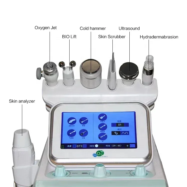 2022 New Upgrd H2O2 Hydra dermrasion facial peel hine with scanner detector hydro face peeling 7 in 1