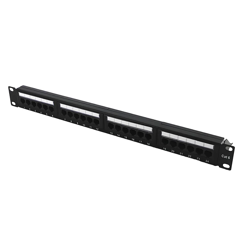 UTP 24 Port Cat6/Cat5e Patch Panel Black, 1U 19 Inch Rack Mount Unshielded, for Network Server Rack Data Center Ethernet Cable