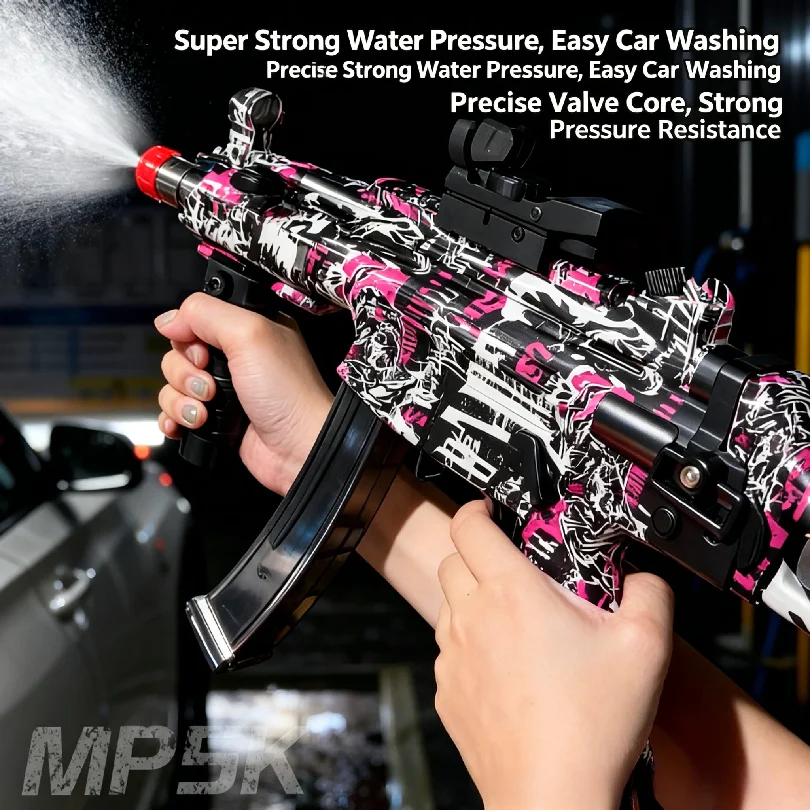 MP5 Style High Pressure Car Wash Spray Gun Alloy 3/8 quick connector Metal Water Gun with 4 Conversion Nozzles