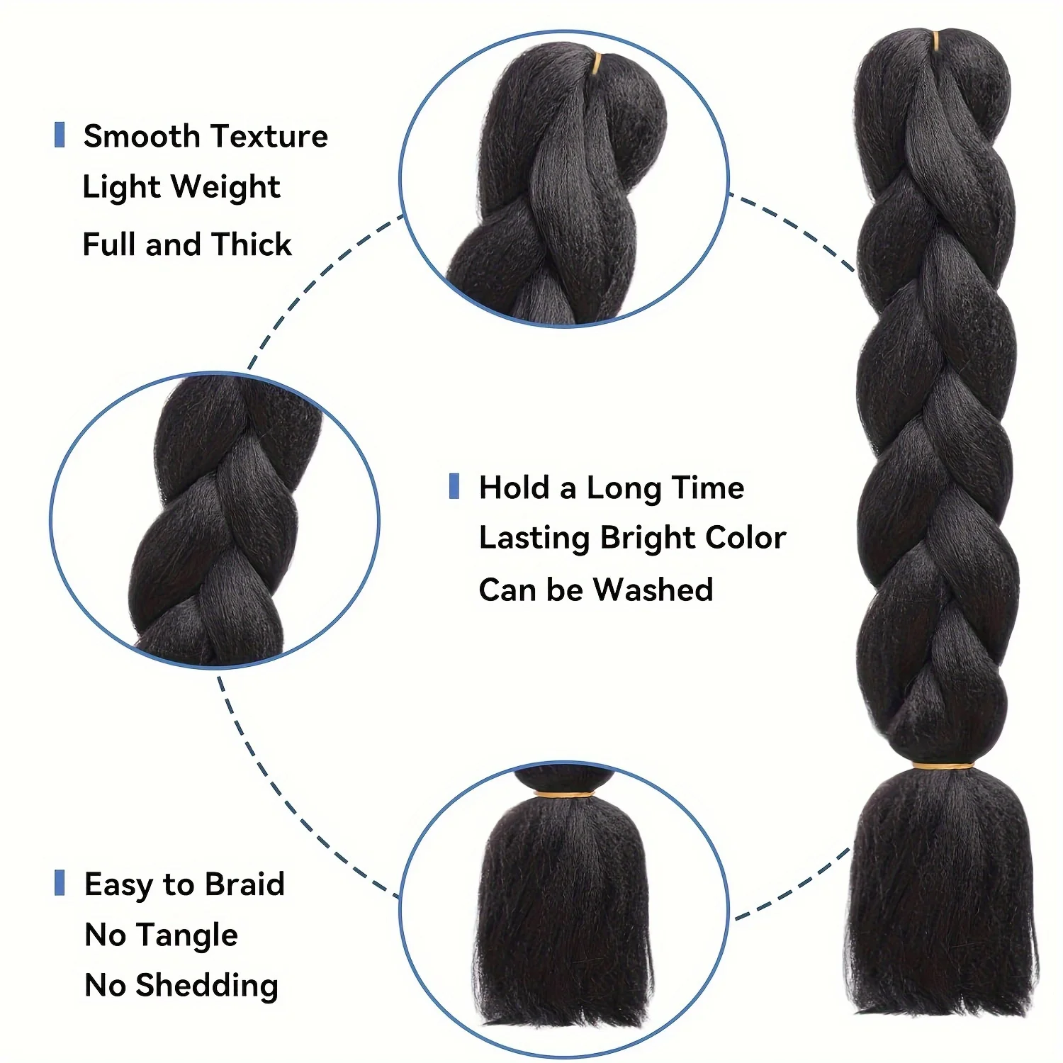 5PCS Jumbo African Braiding Hair Extensions Synthetic Fiber Crochet Braids Wig for Women DIY Party Daily Use Halloween Christmas