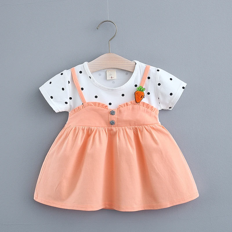 Outfit of The Day Summer Fashion Lovely Polka Dots Casual Toddler Dress Korean Style Sweet Crew Neck Spliced Baby Girl Dress