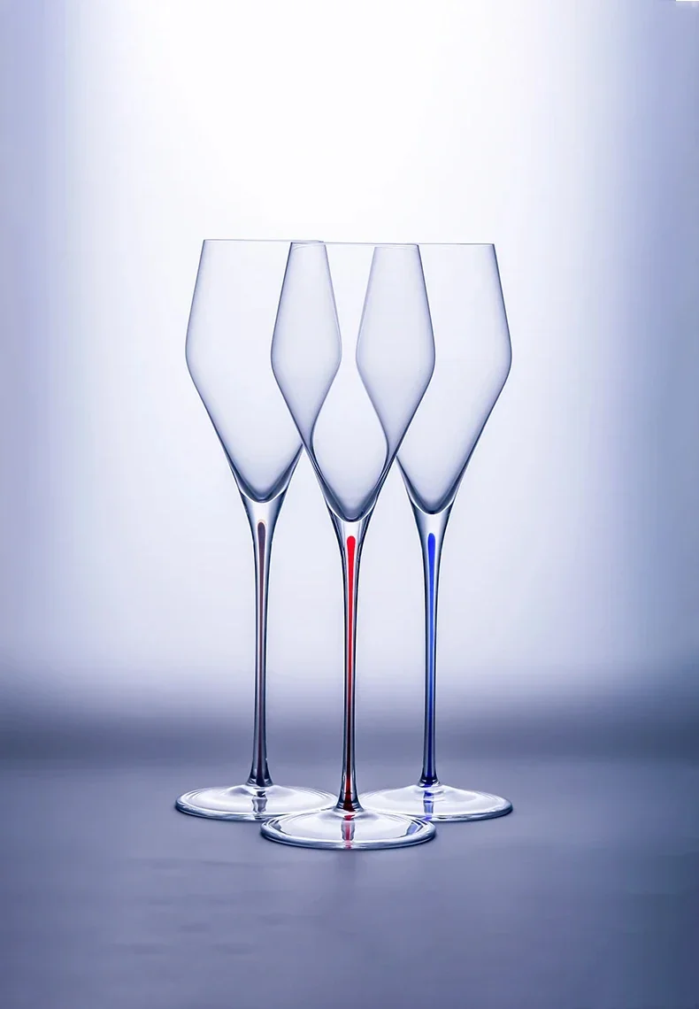 PREMIUM Boutique Series High Beauty Crystal Glass Red Rod Champagne Wine Glass Tall Cocktail Glass