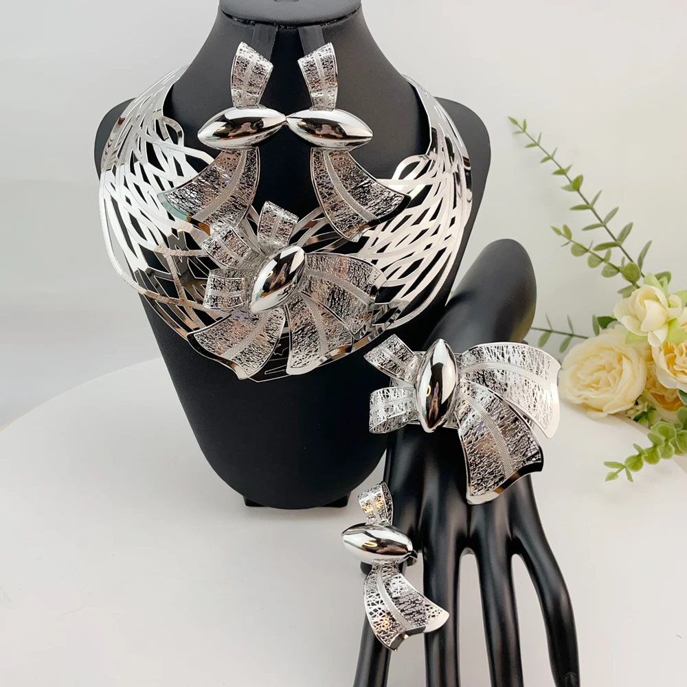 New Fashion High Quality Unique Style Brazilian Handmade Flower Jewelry Sets for Women FHK23475