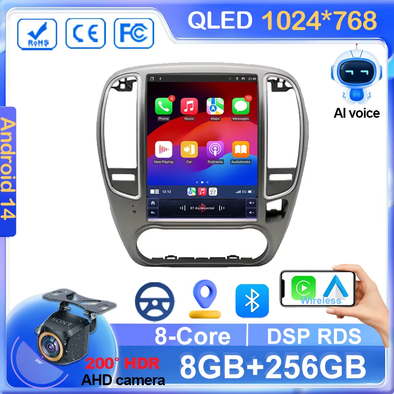 9.7 'Android 14 untuk Nissan Bluebird Sylphy G11 2005 - 2012 Mobil pemutar Multimedia layar navigasi DSP GPS WIFI Carplay nirkabel