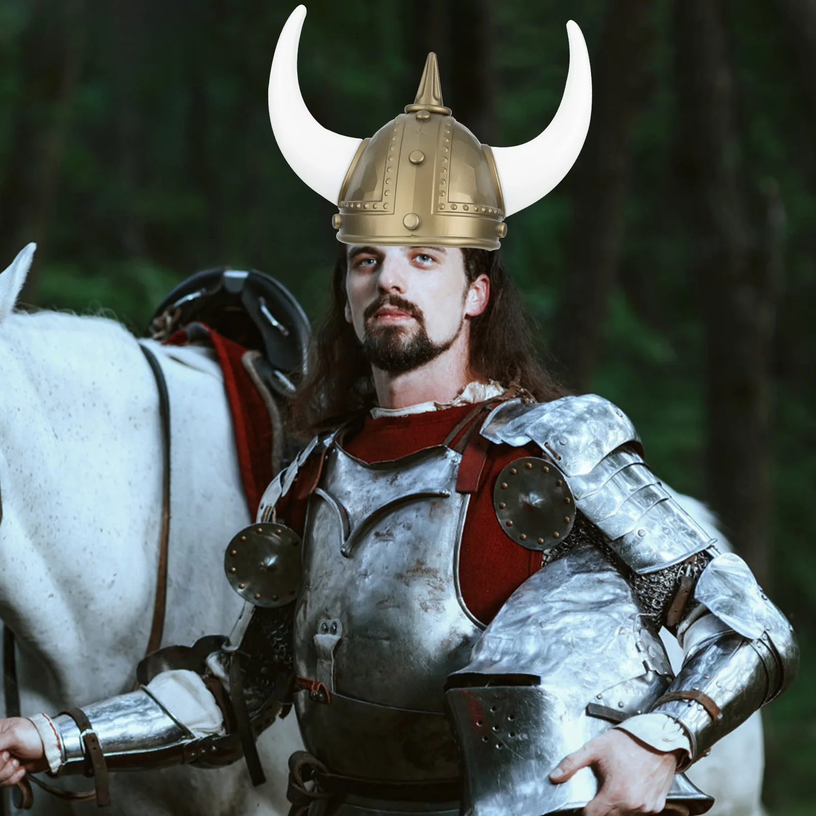 Masquerade Ox Horn Decorative Ancient Roman Warrior Hat Viking Ox Horn Holiday Party Ornament for Men