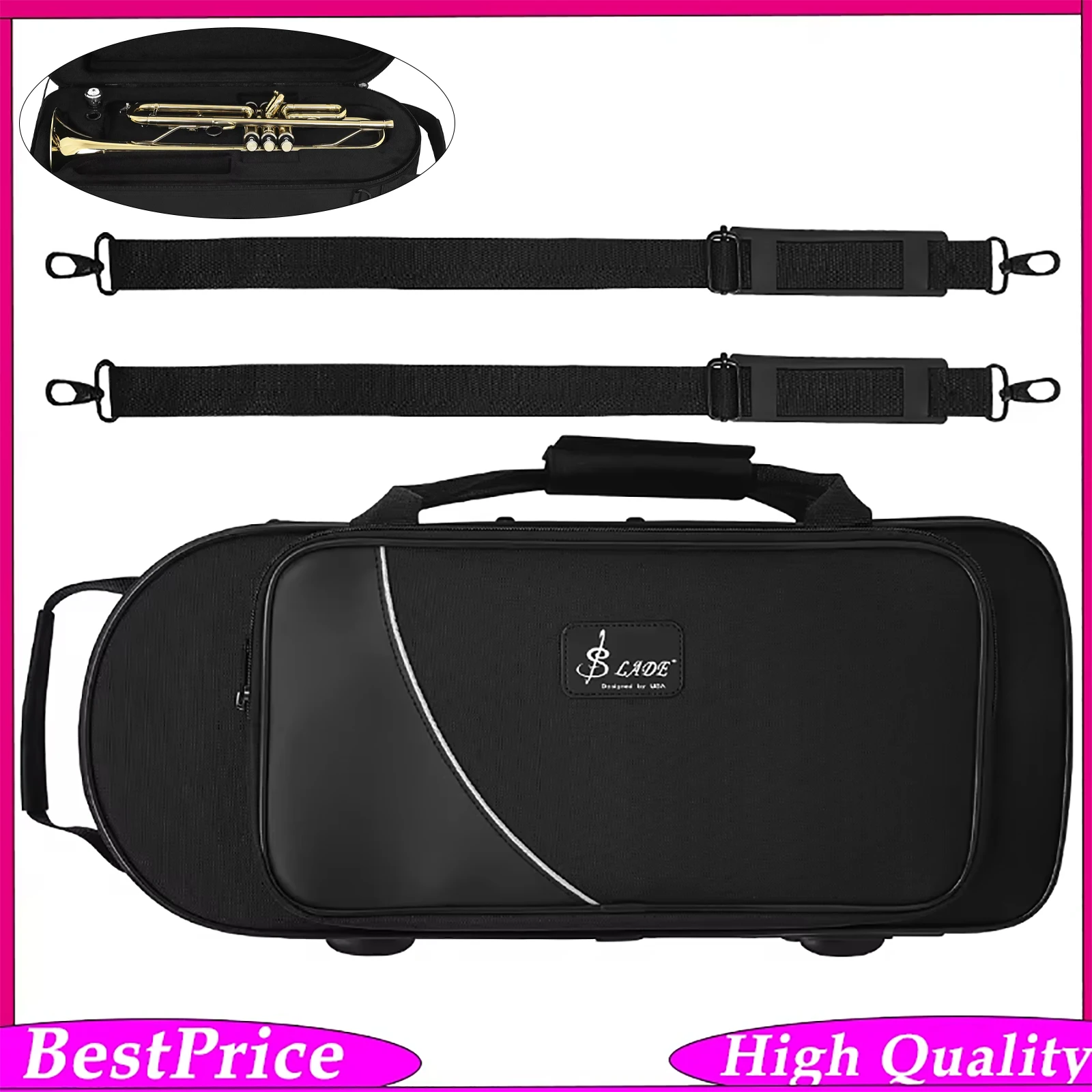 SLADE W-128 Trumpet Case Oxford Fabric Trumpet Case Lightweight Waterproof Wear Resistant Bag for Trumpet Protection Storage