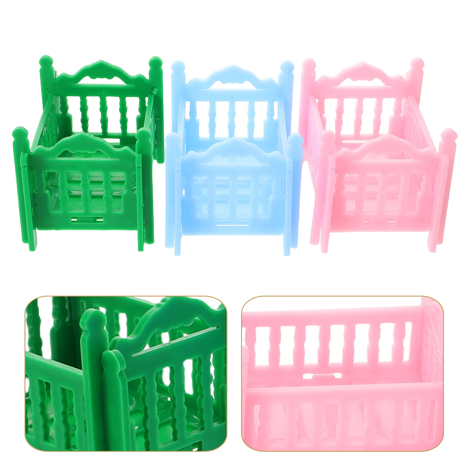 Meubles de maison en plastique, 18 pièces, Mini berceau, maison de poupée Vintage, Simulation pour enfants