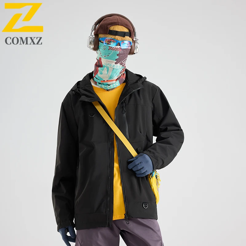 

Куртка для пар, новинка 2025 года, однотонная модная универсальная ветрозащитная водонепроницаемая куртка с капюшоном, уличная ветровка для кемпинга и пешего туризма