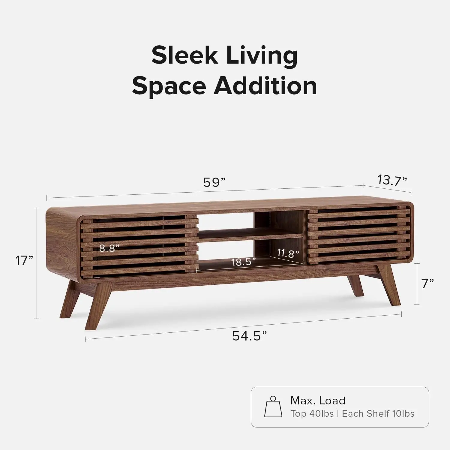 TV Stand, Mid Century Modern TV Stand for 55/60/65 inch TV, Farmhouse TV Stand, Entertainment Center with Storage