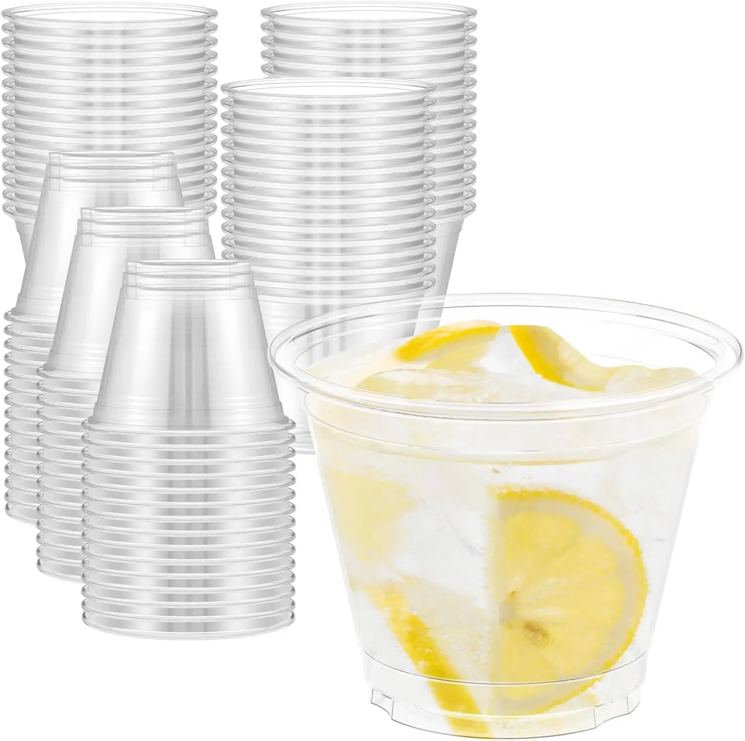 

100 Pack 9 oz Clear Plastic Cups, Sturdy & Food Safe Disposable Plastic Cups for Wine Cocktail Punch