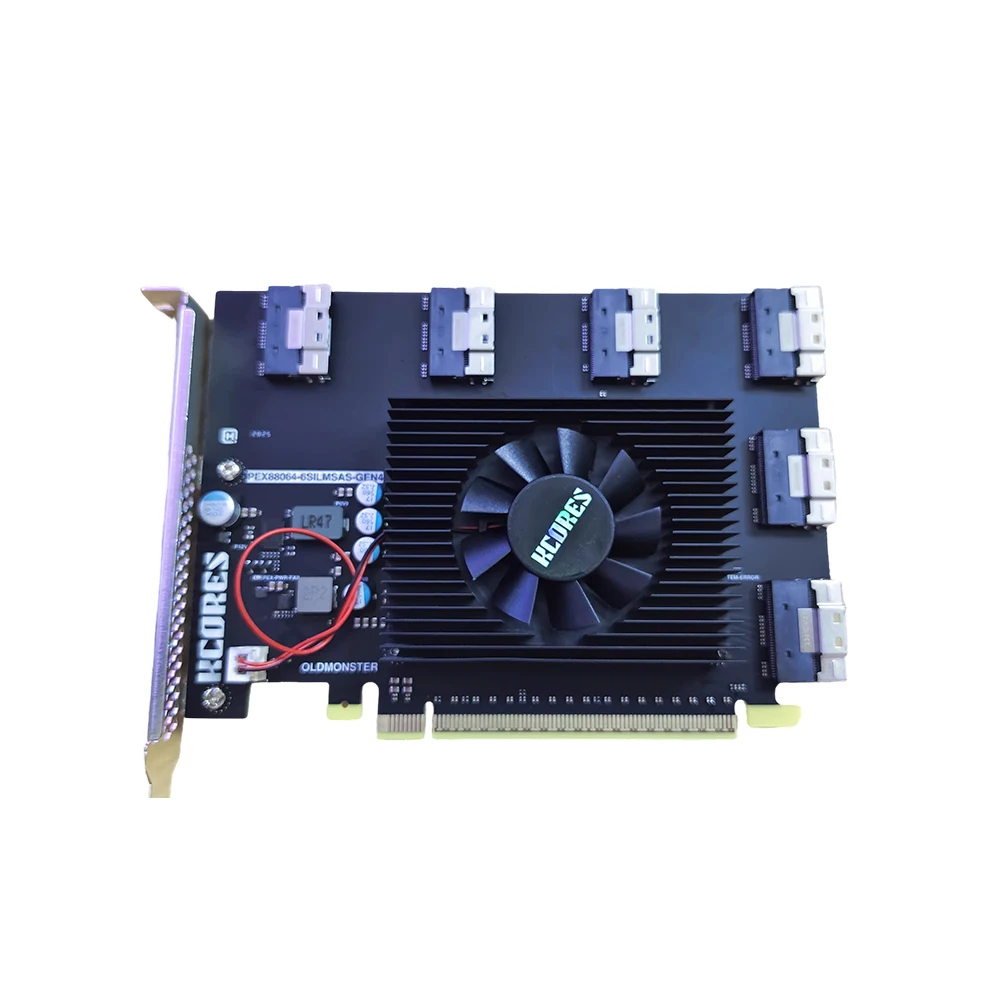 PCIe 4.0 Switch Expansion Card 6x SFF-8654 8i  U.2 NVMe Expansion AI Graphics Card 8096 Main Control for 12 X4 6 X8 3 X16 Mode