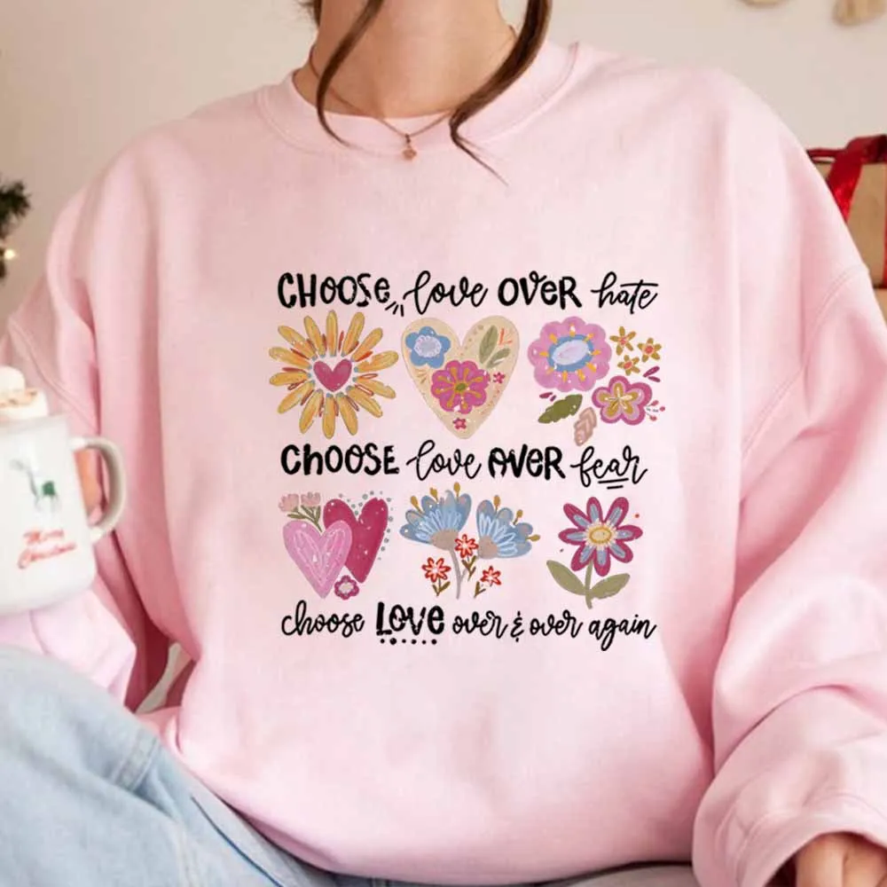 

Вдохновляющая толстовка Choose Love, женская толстовка с цветочным принтом в стиле бохо, рубашка Meantal Health Kindness, модные толстовки с диким цветком Y2k