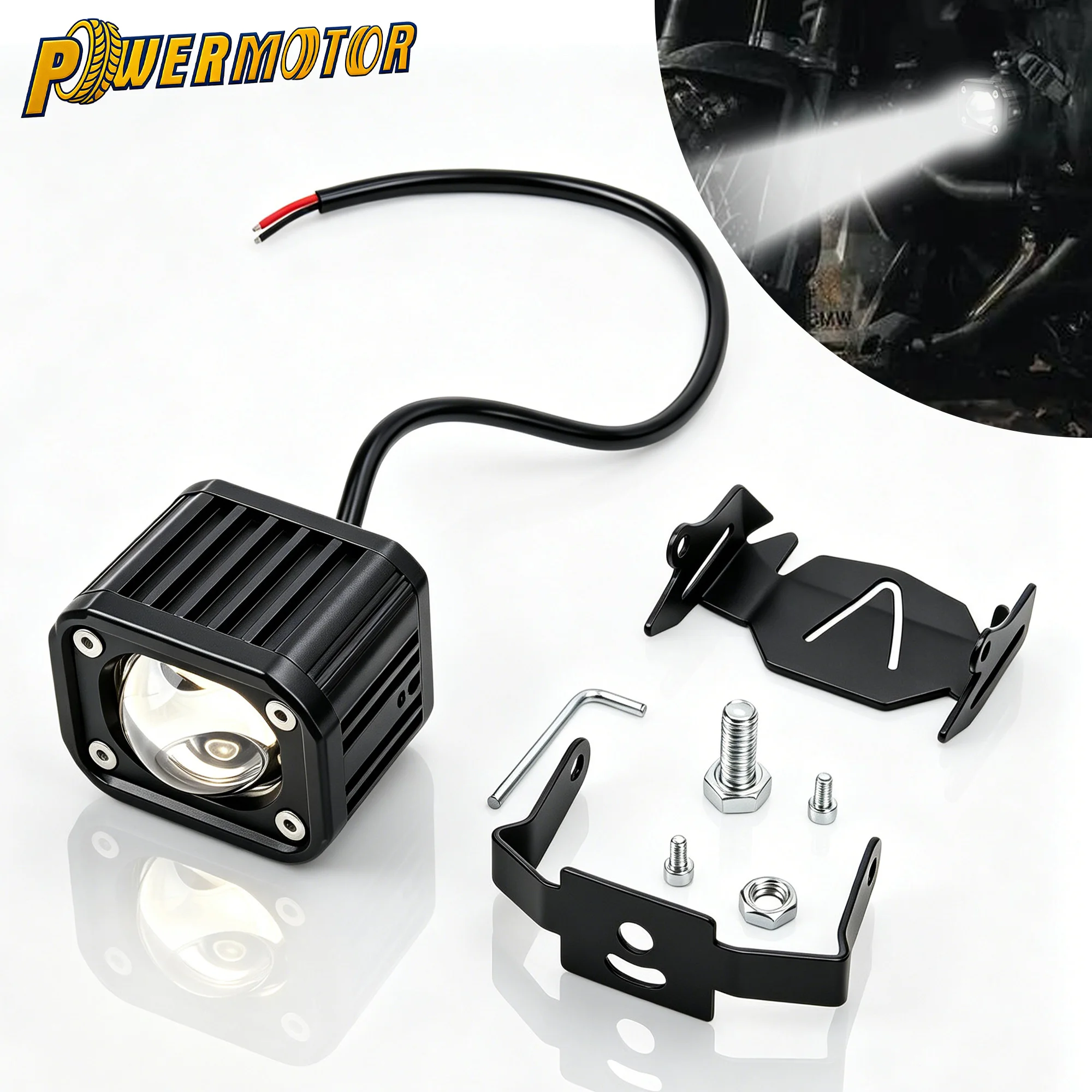12-80V Dual Color LED Spotlight Fog Light Work Light Aluminum Housing For Motorcycle ATV UTV Offroad Vehicle Upgrade Accessories