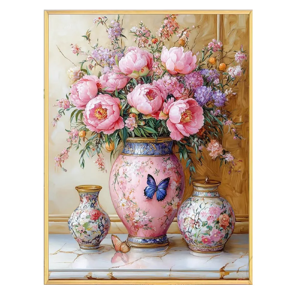 

Набор для вышивания крестиком: Ретро-ваза ручной работы с цветами, маленькая вертикальная версия, для гостиной, с принтом, нитяная вышивка, домашнее текстильное искусство