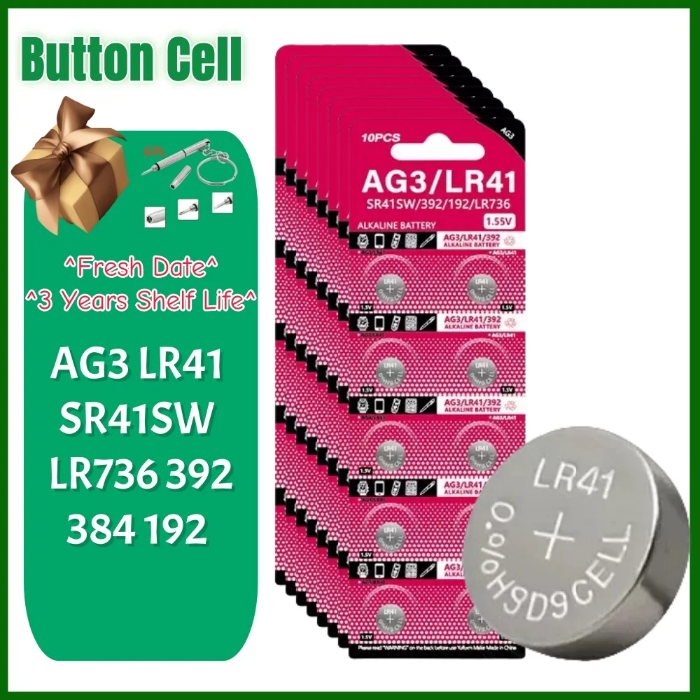 4-120PCS AG3 LR41 Button Cell Batteries High Capacity L736 392 384 192 1.55V Button Battery For Watch Car Key Remote Control Toy