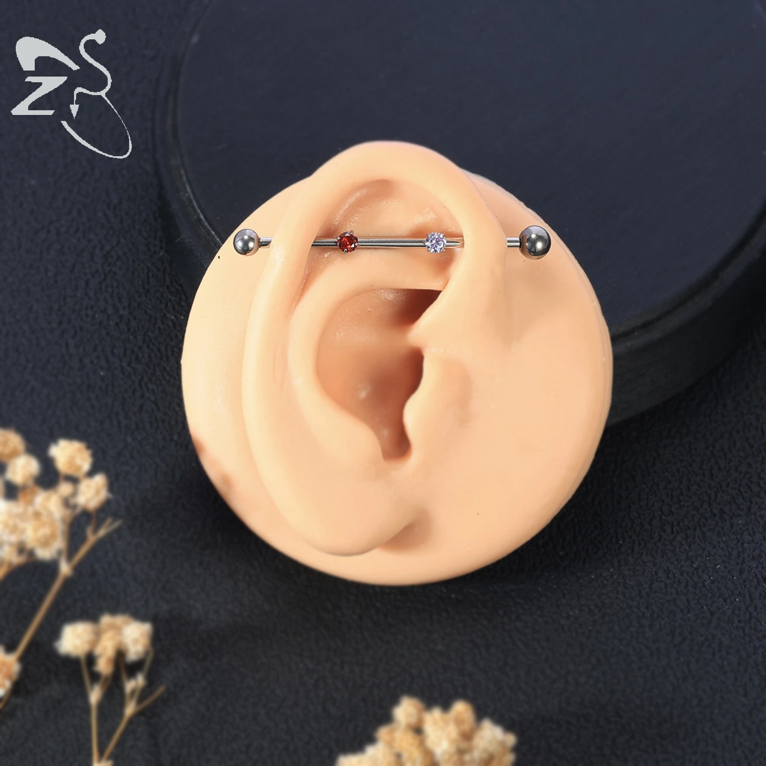 ZS 1PC Star Heart Spike Lip Labret Piercing G23 Titanium Lip Studs Internally Threaded Cartilage Earrings 6/8mm Helix Piercing view 6