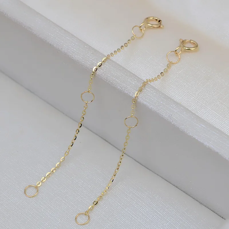 

DIY G18K Gold Extension Chain Necklace Extension AU750 Gold Spring Buckle Chain Tail Necklace Boutique Jewelry D0007