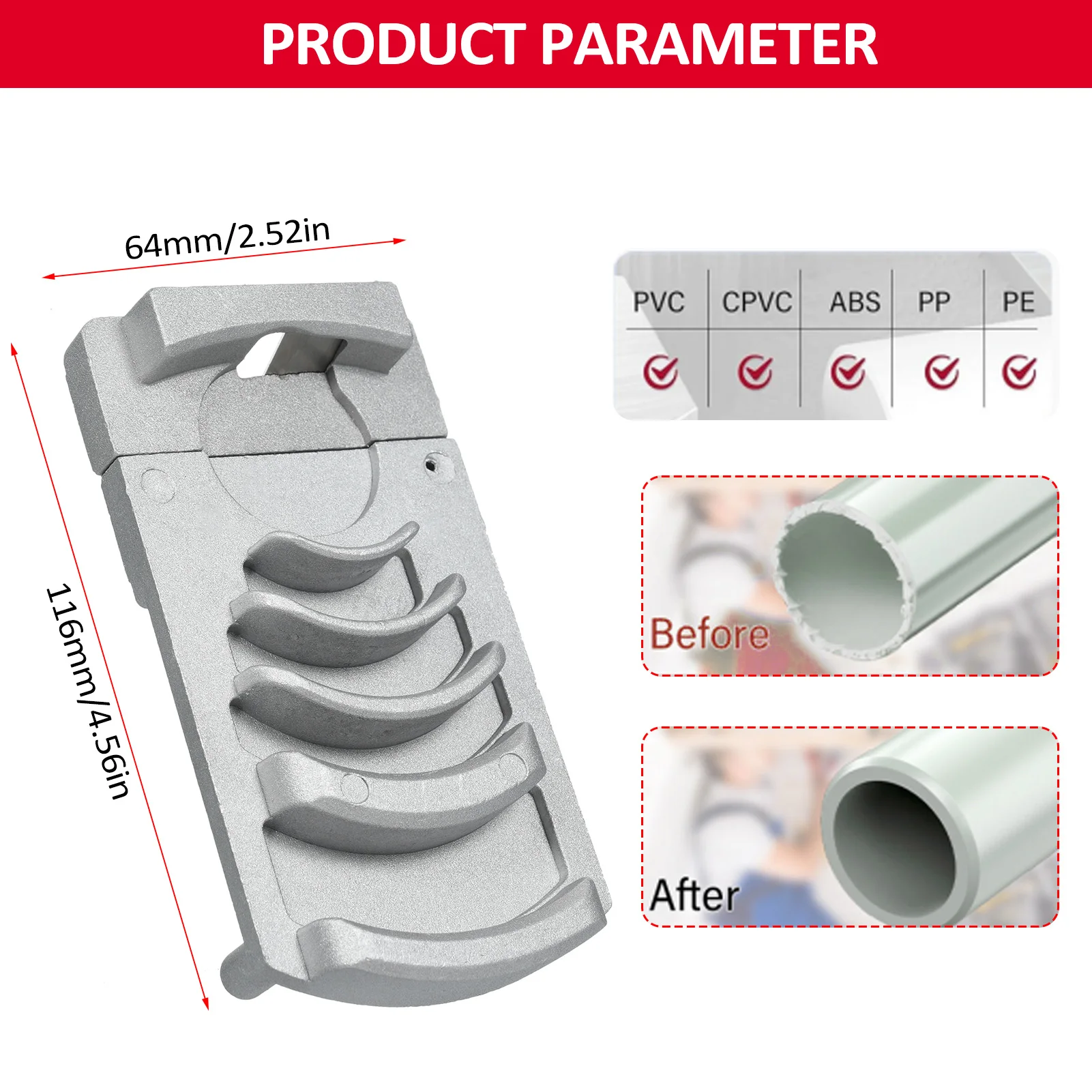Plastic PVC Pipe Deburring Tool Professional 1/4-4in Plastic Pipe Deburring Tool for Pipe Burring PVC Tubing Plumbing Reamer