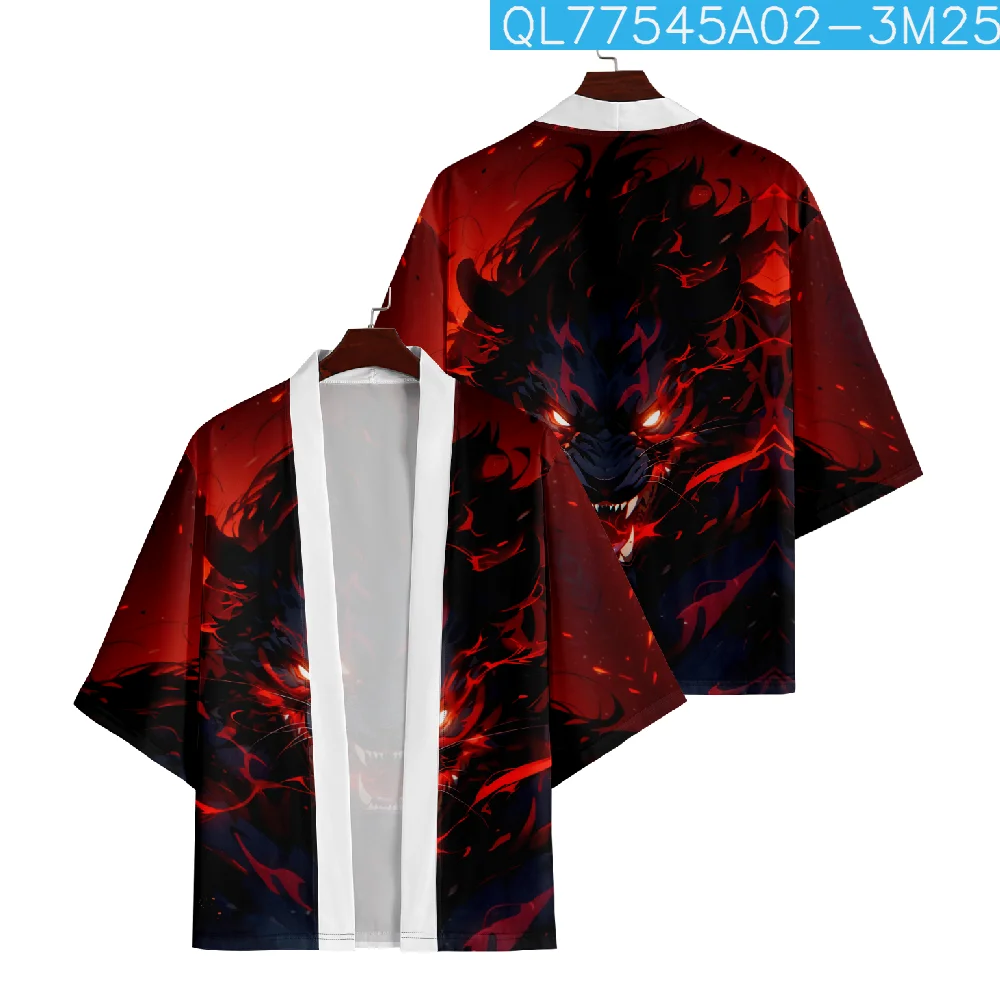 

Plus Size 6XL 5XL Japanese Wolf Print Samurai Kimono Streetwear Harajuku Men Women Cosplay Cardigan Haori Asian Clothing