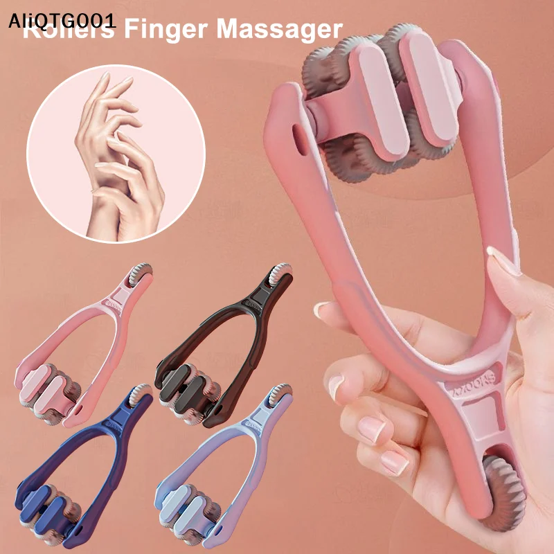 Dual-Row Roller Finger Massager Portable Elastic Handle Joints Reliever Easy to Use Fatigue Relief Tool for Hand Fingers