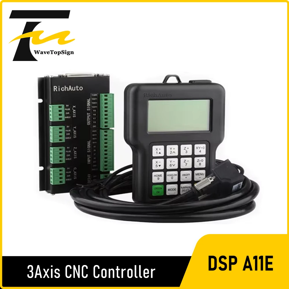 Richauto DSP A11 CNC Controller A11S A11E A11C 3 Axis USB Motion Controller Remote For CNC Engraving Cutting English Version
