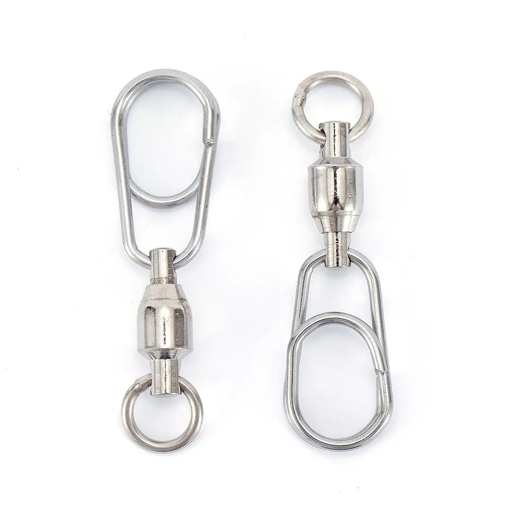 5Pcs/Pack Stainless Steel Hooked Snap Rolling Swivel Lure Connector Bearing Swivel Oval Split Rings Jig Connecting Ring